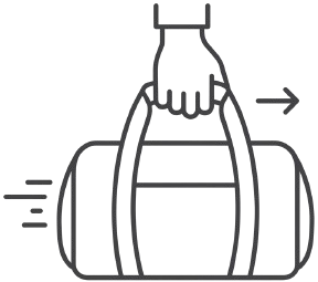 Hand holding bag handle icon