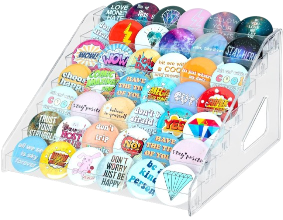 7-Layer Transparent Button Pins Display Case